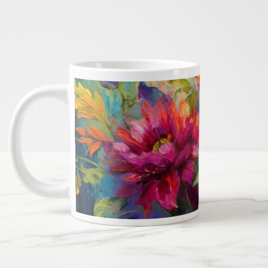  levendig bloemenschilderij grote koffiekop (Links)