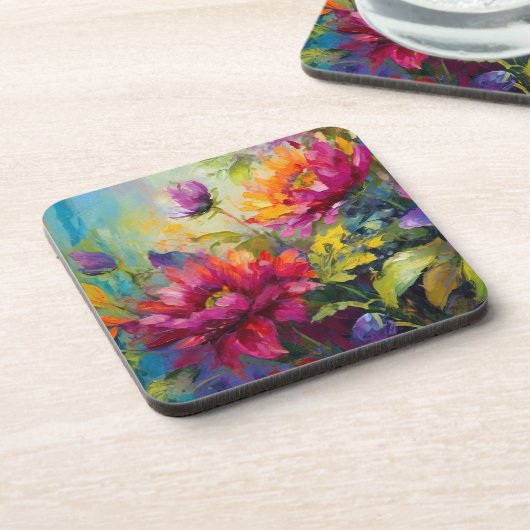  levendig bloemenschilderij hard plastiek bier onderzetter (Linkerzijde)