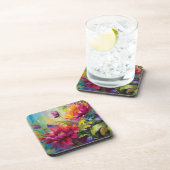  levendig bloemenschilderij hard plastiek bier onderzetter (Rechterzijde)
