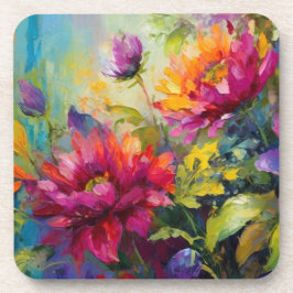  levendig bloemenschilderij hard plastiek bier onderzetter