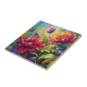  levendig bloemenschilderij tegeltje (Zijkant)