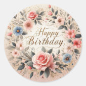 Levendig bloementhema Verjaardag sticker (Voorkant)