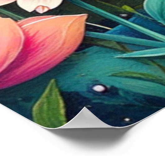 Levendig bloemig berglandschap - levendige Natuur Poster (Hoek)