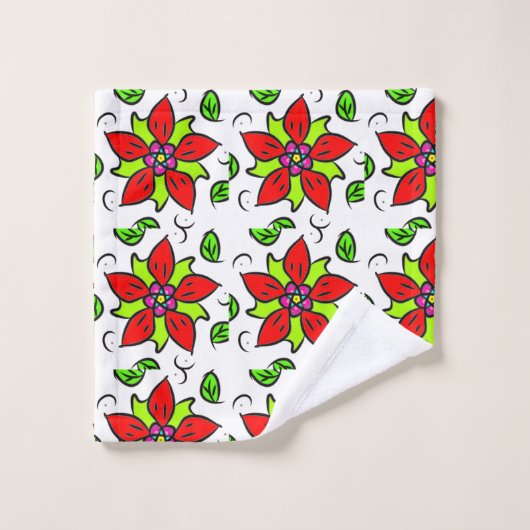 Levendig Bloemmotief Bad Handdoek (Wasdoekje)