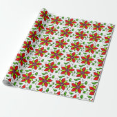 Levendig Bloemmotief Cadeaupapier (Uitgerold)