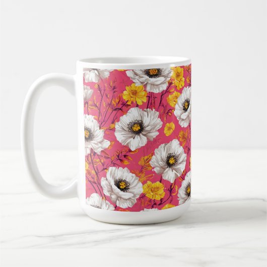 Levendig bloemmotief koffiemok (Links)