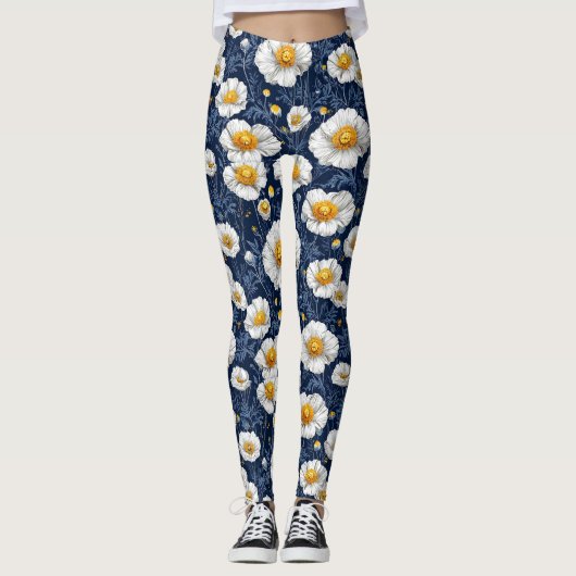 Levendig bloemmotief leggings (Voorkant)