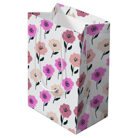 Levendig Bloemmotief Medium Cadeauzakje (Achterkant Gekanteld)