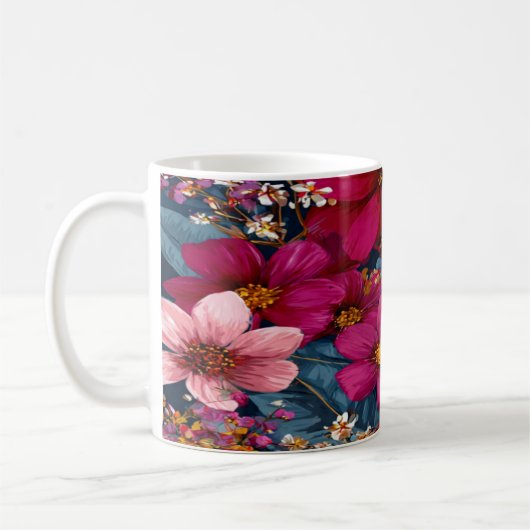 Levendig Bloemmotief met Barst Koffiemok (Links)