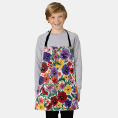 Levendig Bloemmotief met Driebloem Schort (Gedragen)