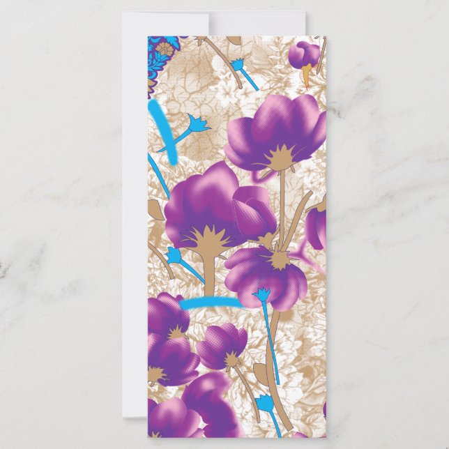 Levendig bloemmotief met paarse en blauwe f (Voorkant)