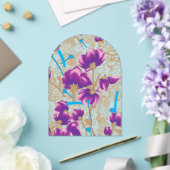 Levendig bloemmotief met paarse en blauwe f acryl uitnodigingen (Insitu (Huwelijk))