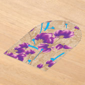 Levendig bloemmotief met paarse en blauwe f acryl uitnodigingen (Laagn)