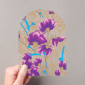 Levendig bloemmotief met paarse en blauwe f acryl uitnodigingen (Insitu (Draagbaar))