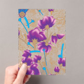 Levendig bloemmotief met paarse en blauwe f acryl uitnodigingen (Insitu (Draagbaar))