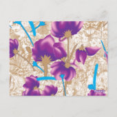 Levendig bloemmotief met paarse en blauwe f briefkaart (Achterkant)