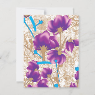 Levendig bloemmotief met paarse en blauwe f briefkaart