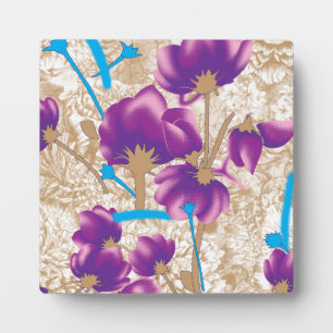 Levendig bloemmotief met paarse en blauwe f fotoplaat