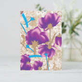 Levendig bloemmotief met paarse en blauwe f informatiekaartje (Staand voorkant)