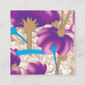 Levendig bloemmotief met paarse en blauwe f informatiekaartje (Achterkant)