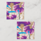 Levendig bloemmotief met paarse en blauwe f informatiekaartje (Voorkant / Achterkant)