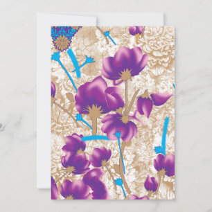 Levendig bloemmotief met paarse en blauwe f kaart
