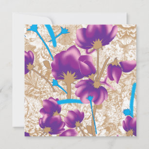 Levendig bloemmotief met paarse en blauwe f kaart