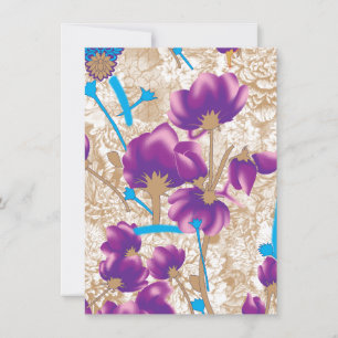 Levendig bloemmotief met paarse en blauwe f kaart
