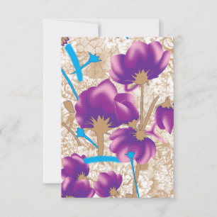 Levendig bloemmotief met paarse en blauwe f kaart