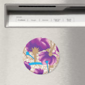 Levendig bloemmotief met paarse en blauwe f magneet (Insitu (Vaatwasser))