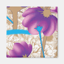 Levendig bloemmotief met paarse en blauwe f magneet