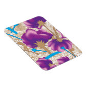 Levendig bloemmotief met paarse en blauwe f magneet (Rechterzijde)