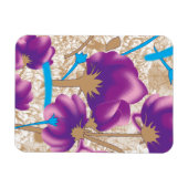 Levendig bloemmotief met paarse en blauwe f magneet (Horizontaal)