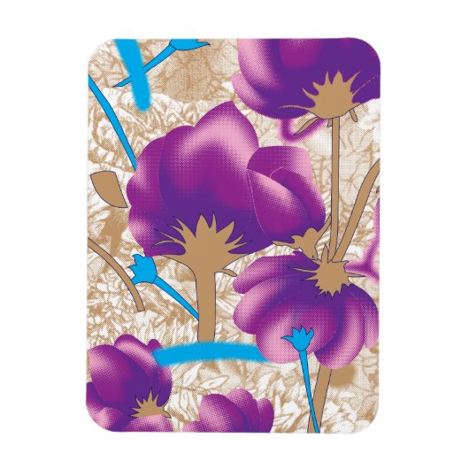 Levendig bloemmotief met paarse en blauwe f magneet (Verticaal)