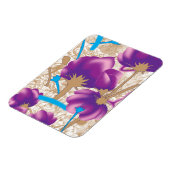 Levendig bloemmotief met paarse en blauwe f magneet (Linkerzijde)