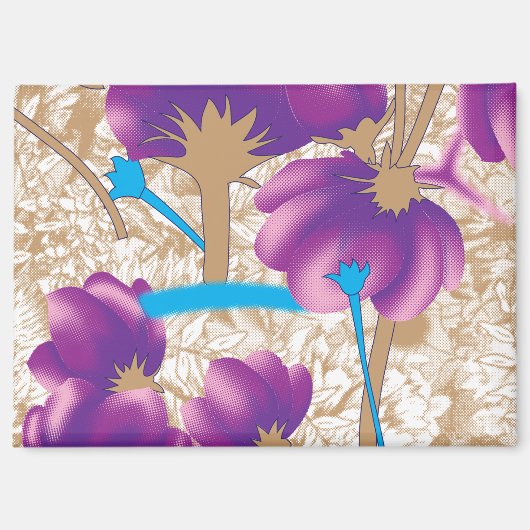 Levendig bloemmotief met paarse en blauwe f magneet (Voorkant)