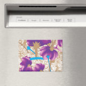 Levendig bloemmotief met paarse en blauwe f magneet (Insitu (Vaatwasser))