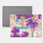 Levendig bloemmotief met paarse en blauwe f magneet (Voorkant / Achterkant)