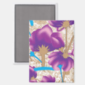 Levendig bloemmotief met paarse en blauwe f magneet (Voorkant / Achterkant)