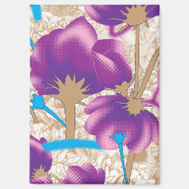 Levendig bloemmotief met paarse en blauwe f magneet