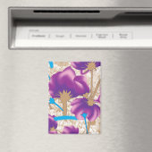 Levendig bloemmotief met paarse en blauwe f magneet (Insitu (Vaatwasser))