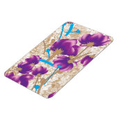 Levendig bloemmotief met paarse en blauwe f magneet (Linkerzijde)