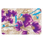 Levendig bloemmotief met paarse en blauwe f magneet (Horizontaal)