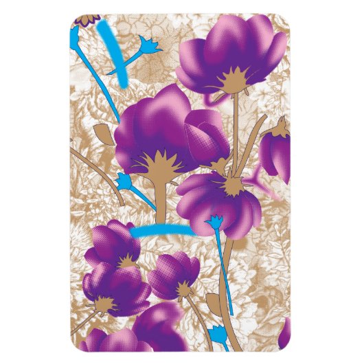 Levendig bloemmotief met paarse en blauwe f magneet (Verticaal)