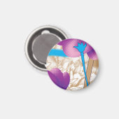 Levendig bloemmotief met paarse en blauwe f magneet (Voorkant / Achterkant)