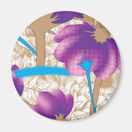 Levendig bloemmotief met paarse en blauwe f magneet