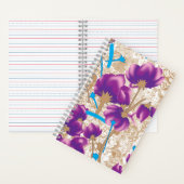 Levendig bloemmotief met paarse en blauwe f notitieboek (Binnen)