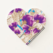 Levendig bloemmotief met paarse en blauwe f notitieboek (Achterkant)