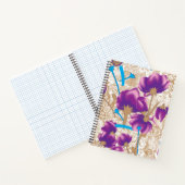 Levendig bloemmotief met paarse en blauwe f notitieboek (Binnen)