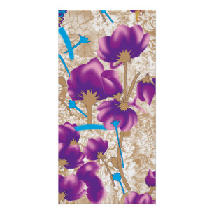 Levendig bloemmotief met paarse en blauwe f perfect poster